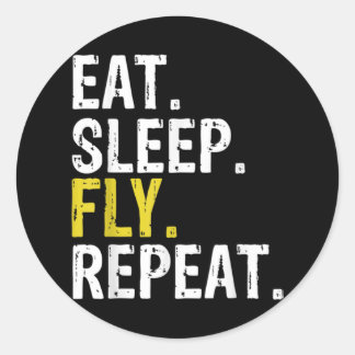 Eat Sleep Fly Repeat Aviation Pilot Classic Round Sticker