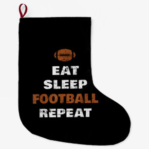 Eat Sleep Football Repeat Love Football Vintage Gi Large Christmas Stocking