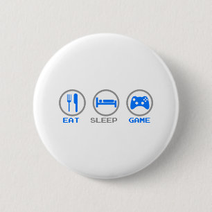 Eat Sleep Game Again - Gamer, geek video games 6 Cm Round Badge