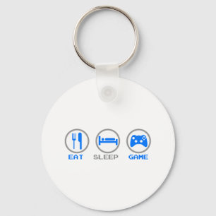 Eat Sleep Game Again - Gamer, geek video games Key Ring