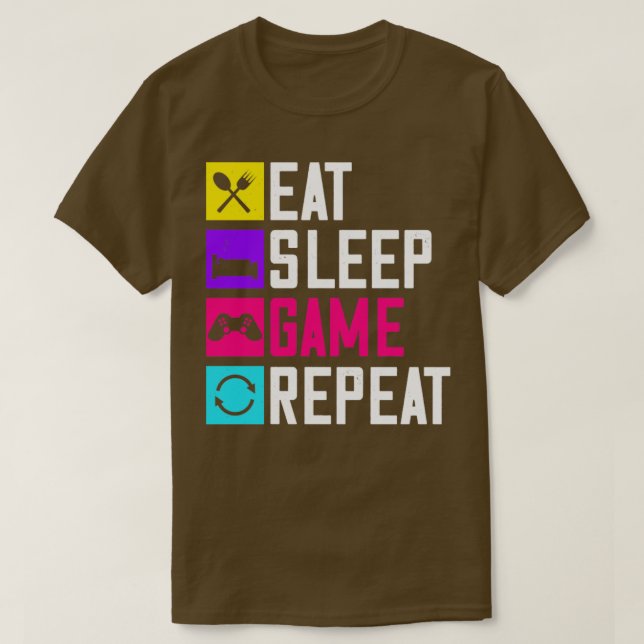 Eat Sleep Game and Repeat T-Shirt (Design Front)
