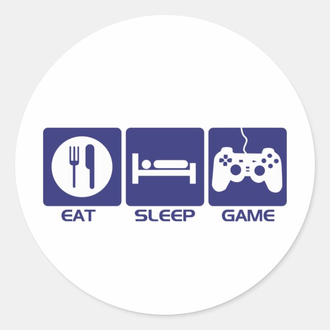 Eat Sleep Game Classic Round Sticker (Front)