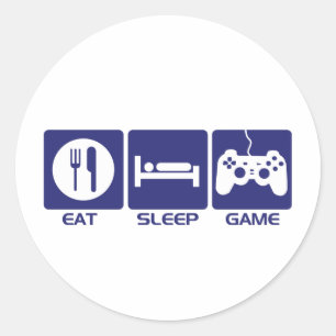 Eat Sleep Game Classic Round Sticker