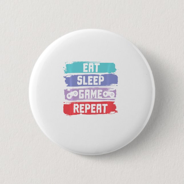 Eat Sleep Game Repeat Controller 6 Cm Round Badge (Front)