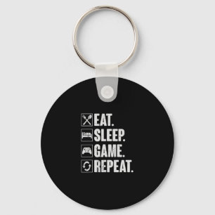 Eat Sleep Game Repeat Funny Video Gamer Gift Gamin Key Ring