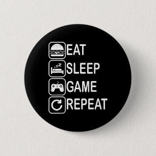 Eat Sleep Game Repeat Funny Video Gamer Gifts 1 6 Cm Round Badge