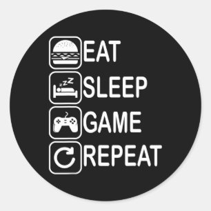 Eat Sleep Game Repeat Funny Video Gamer Gifts 1 Classic Round Sticker
