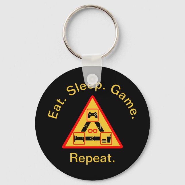 Eat, Sleep, Game, Repeat - Gamer Key Ring (Front)