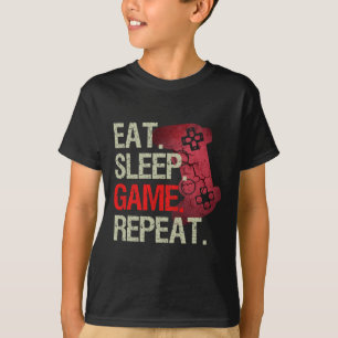 Eat Sleep Game Repeat Gamer Video Games Gift Boys  T-Shirt