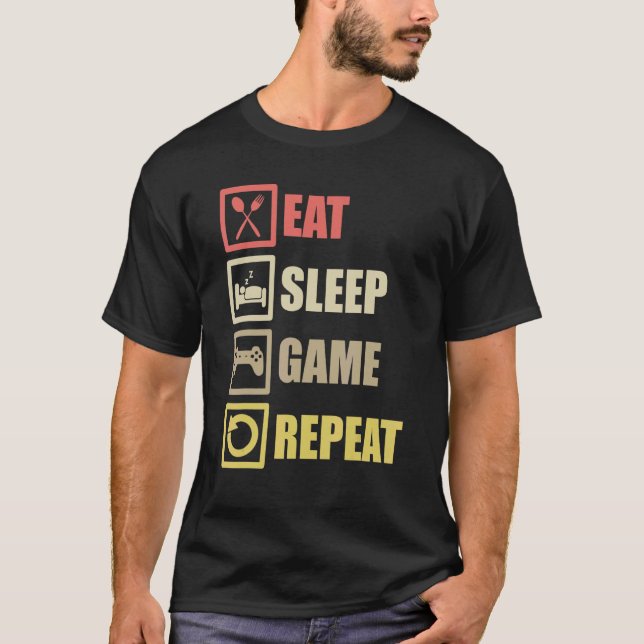 Eat Sleep Game Repeat Gaming Controller Pc Compute T-Shirt (Front)