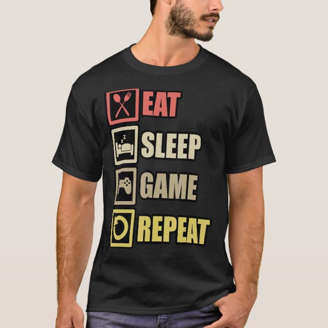 Eat Sleep Game Repeat Gaming Controller Pc Compute T-Shirt (Front)