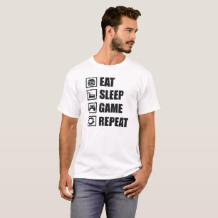 Eat Sleep Game Repeat, Gaming Typography T-shirt 