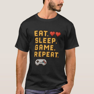 Eat Sleep Game Repeat – Retro Pixel Gaming T-Shirt