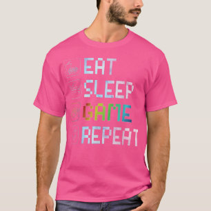 Eat Sleep Game Repeat  RGB Effect  for Video Games T-Shirt