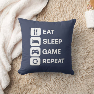 Eat Sleep Game Repeat Shirt Funny Video Gamer Gift Cushion