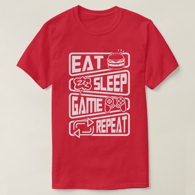 Eat Sleep Game Repeat T-Shirt (Design Front)