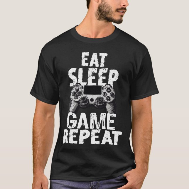 Eat Sleep Game Repeat T-Shirt (Front)