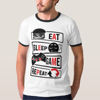 Eat Sleep Game Repeat T-Shirt | Funny Gamer Quote