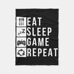 Eat Sleep Game Repeat Video Game Shirt  Fleece Blanket