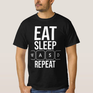 Eat Sleep Game Repeat - White WASD Edition T-Shirt