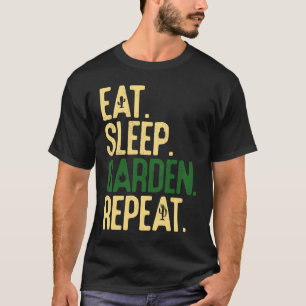 Eat Sleep Garden Repeat Cactus Gardener Joke Plant T-Shirt