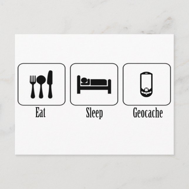 Eat, Sleep, Geocache Postcard (Front)