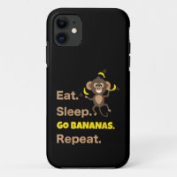 Eat Sleep Go Bananas Repeat Funny Cute Animal Monk