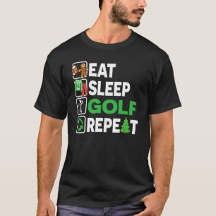 Eat Sleep Golf Repeat Christmas Pajama Kids Teen T-Shirt