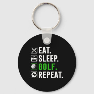 Eat Sleep Golf Repeat Funny Golfing Golfer Golfing Key Ring