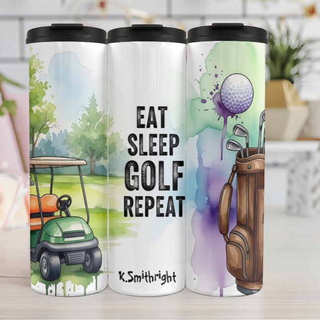 Eat Sleep Golf Repeat Graphic Thermal Tumbler (Creator Uploaded)