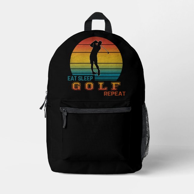 Eat Sleep Golf Repeat Printed Backpack (Front)