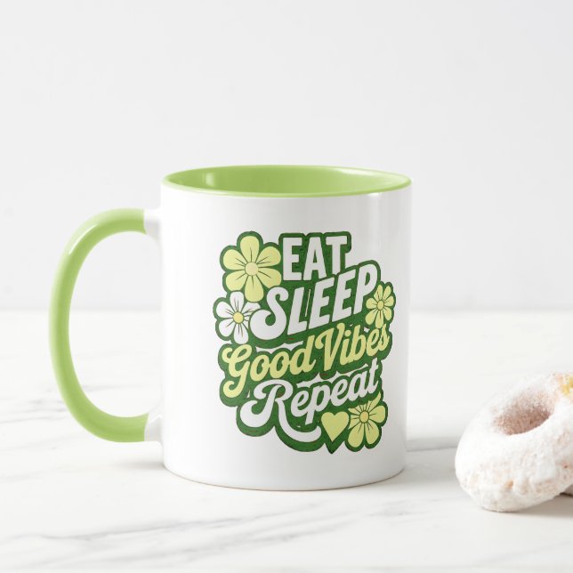 Eat Sleep Good Vibes Repeat Mug (With Donut)