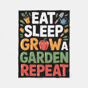 Eat Sleep Grow A Garden Repeat Funny Gamer Design  Fleece Blanket
