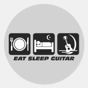 Eat sleep guitar classic round sticker