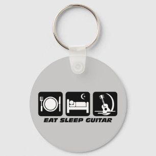 Eat sleep guitar key ring