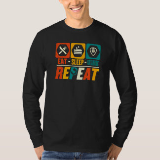 Eat Sleep Guitar Pick Repeat Guitarist Musician Mu T-Shirt