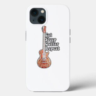Eat sleep guitar repeat. motivational quote iPhone 13 case