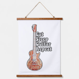 Eat sleep guitar repeat. motivational quote hanging tapestry