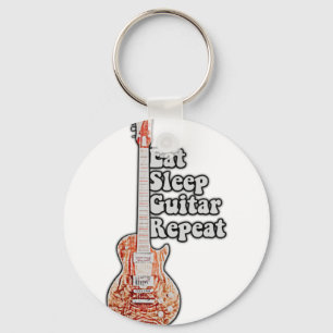 Eat sleep guitar repeat. motivational quote key ring
