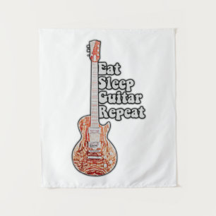 Eat sleep guitar repeat. motivational quote tapestry