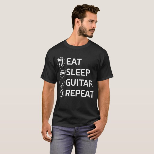 Eat Sleep Guitar Repeat Rock n Roll T-Shirt (Front Full)