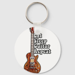 Eat sleep guitar repeat. vintage colorful key ring