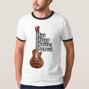 Eat sleep guitar repeat. vintage colourful T-Shirt