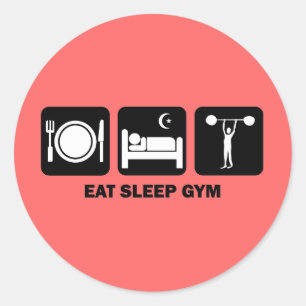 eat sleep gym classic round sticker