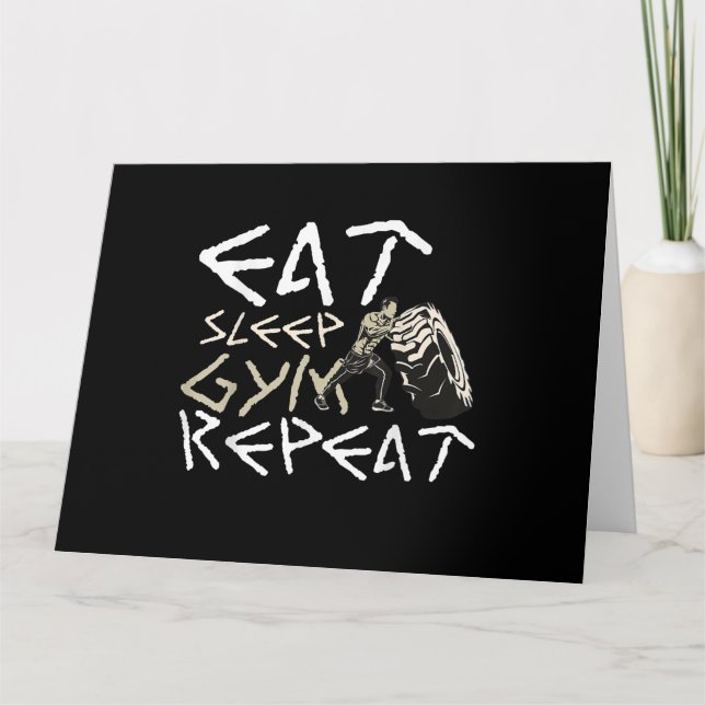 Eat Sleep Gym Repeat Funny Quote Card (Front)
