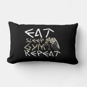 Eat Sleep Gym Repeat Funny Quote Lumbar Cushion