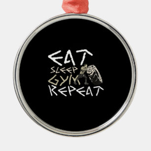 Eat Sleep Gym Repeat Funny Quote Metal Tree Decoration