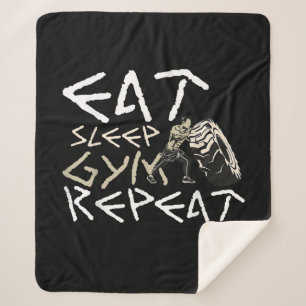Eat Sleep Gym Repeat Funny Quote Sherpa Blanket