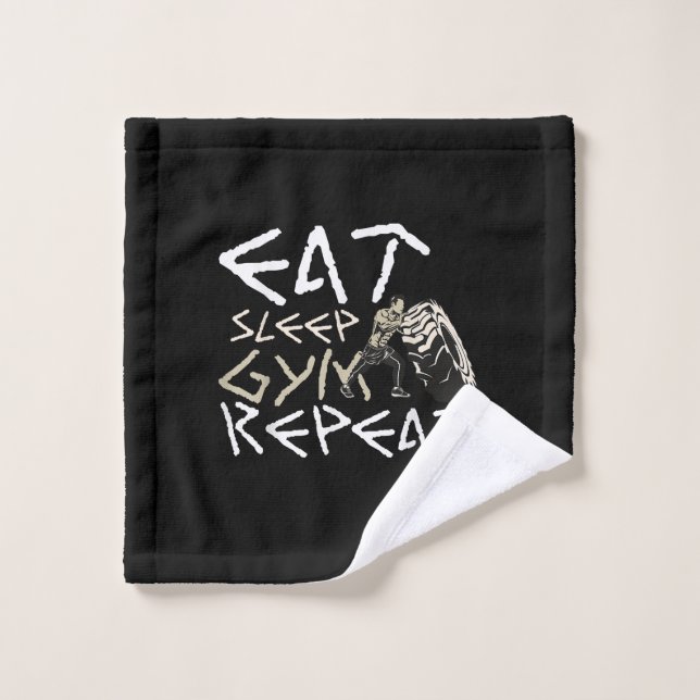Eat Sleep Gym Repeat Funny Quote Wash Cloth (Wash Cloth)