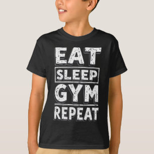 Eat Sleep Gym Repeat Funny Workout Humour Tee Weig